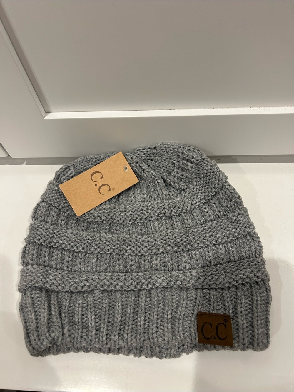 C.C Gray Cable Knit Beanie